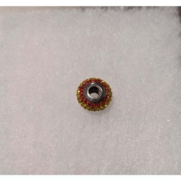 AUTHENTIC PANDORA RARE & RETIRED Red & Yellow stone adorned bead - Picture 3 of 4